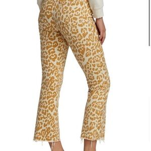 Mother Jeans The Hustler Ankle Fray Leopard Prowl Size  32 Raw Hem Animal print